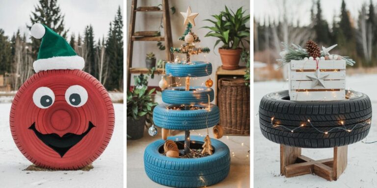 20+ Best Recycled Tire Christmas Decoration Ideas