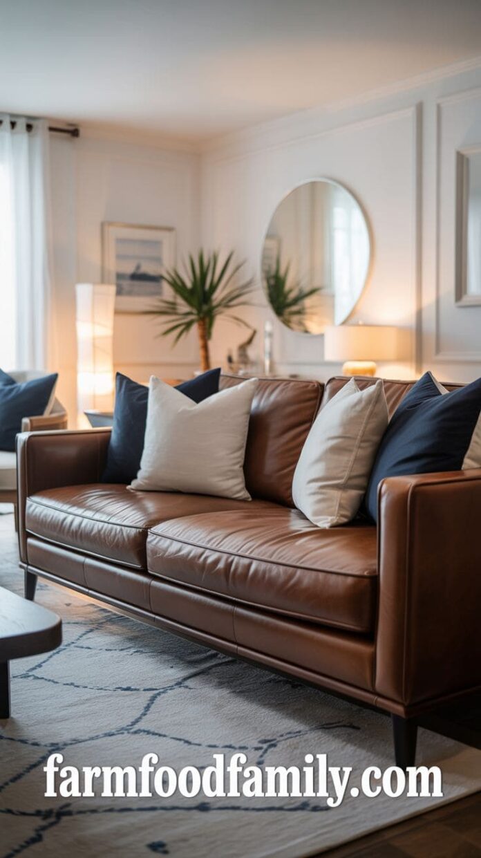 20+ Best Dark Brown Leather Sofa Decorating Ideas and Designs [2026 ]