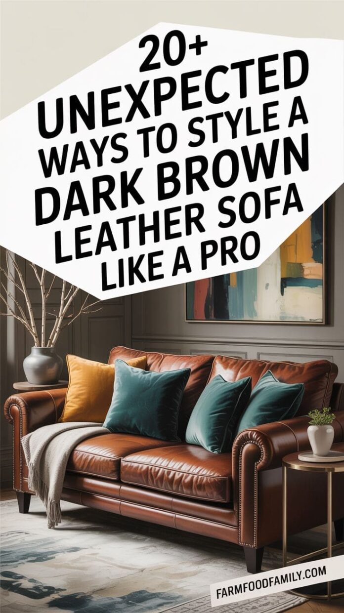 20+ Best Dark Brown Leather Sofa Decorating Ideas and Designs [2026 ]