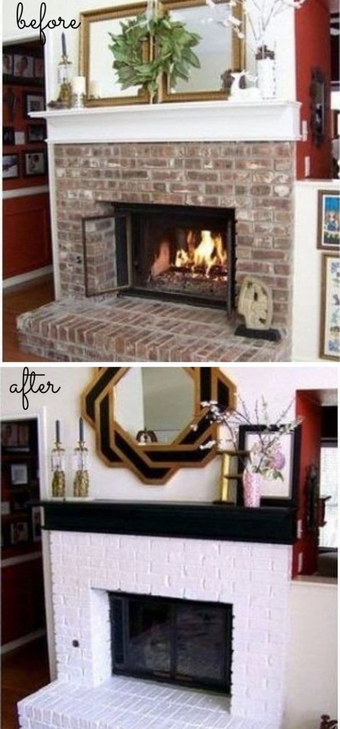 35+ Best DIY Painted Brick Fireplace Makeover Ideas (Before and After)