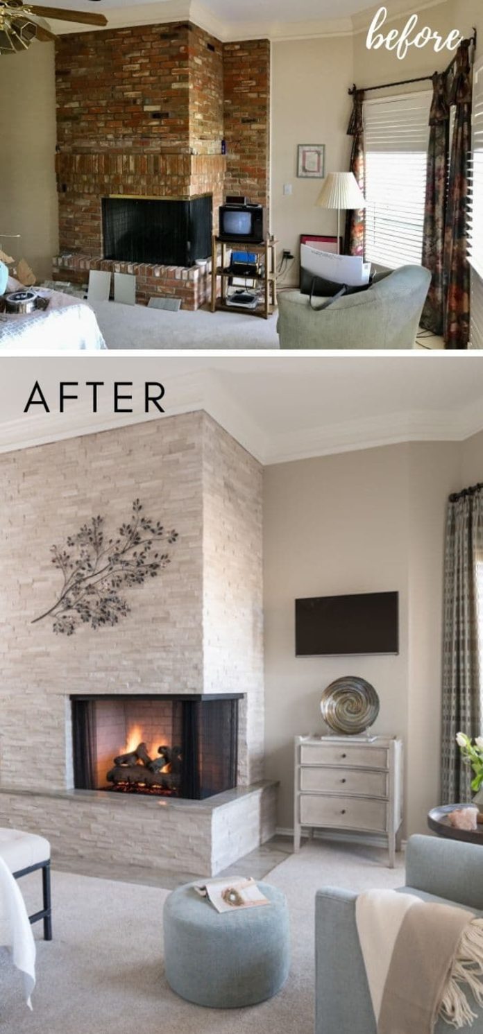 35+ Best DIY Painted Brick Fireplace Makeover Ideas (Before and After)