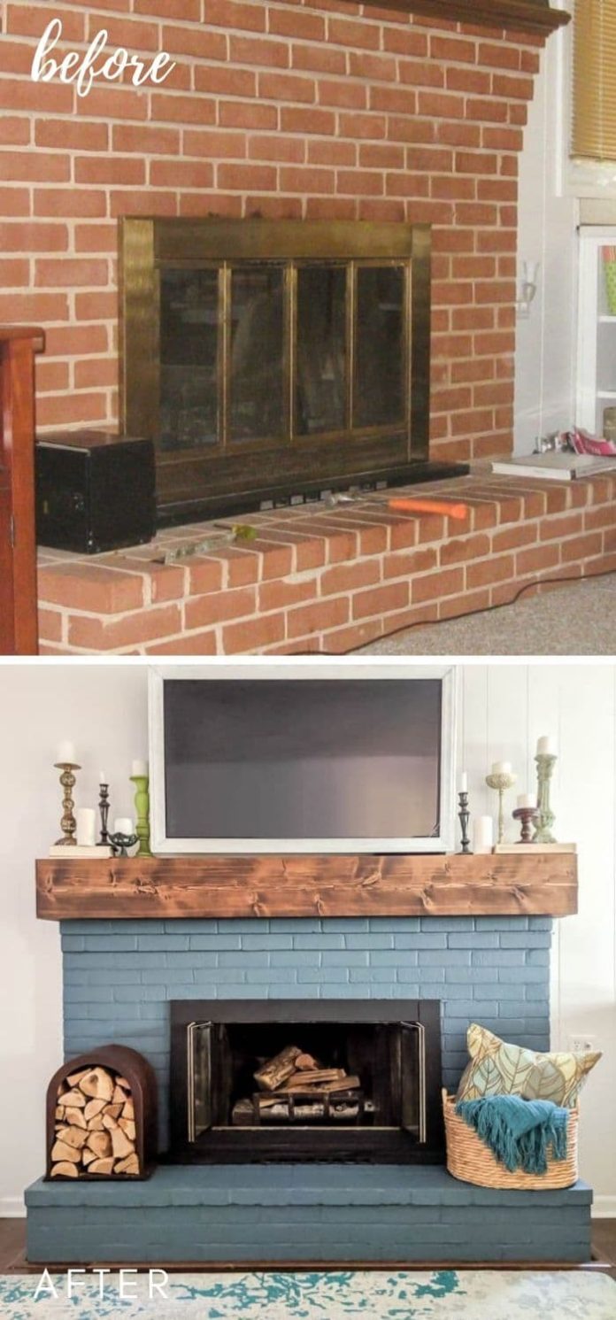 35+ Best DIY Painted Brick Fireplace Makeover Ideas (Before and After)