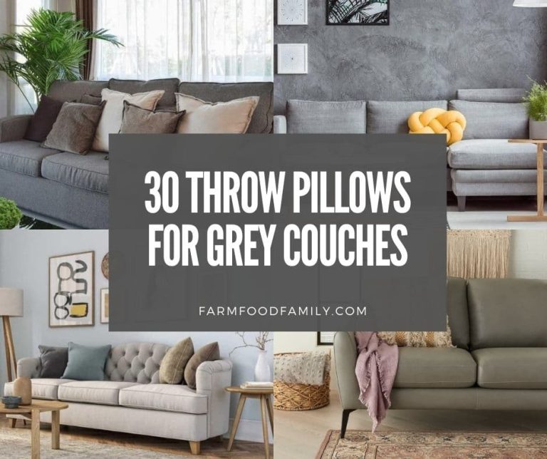 30+ Best Throw Pillow Ideas For Grey Couches (2024) FarmFoodFamily