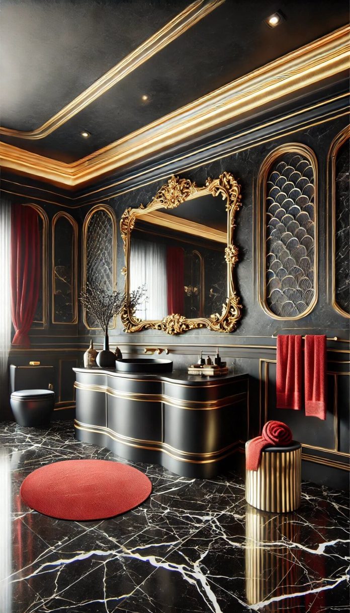 10 Dramatic Red and Black Bathroom Designs for Daring Decorators (2024)