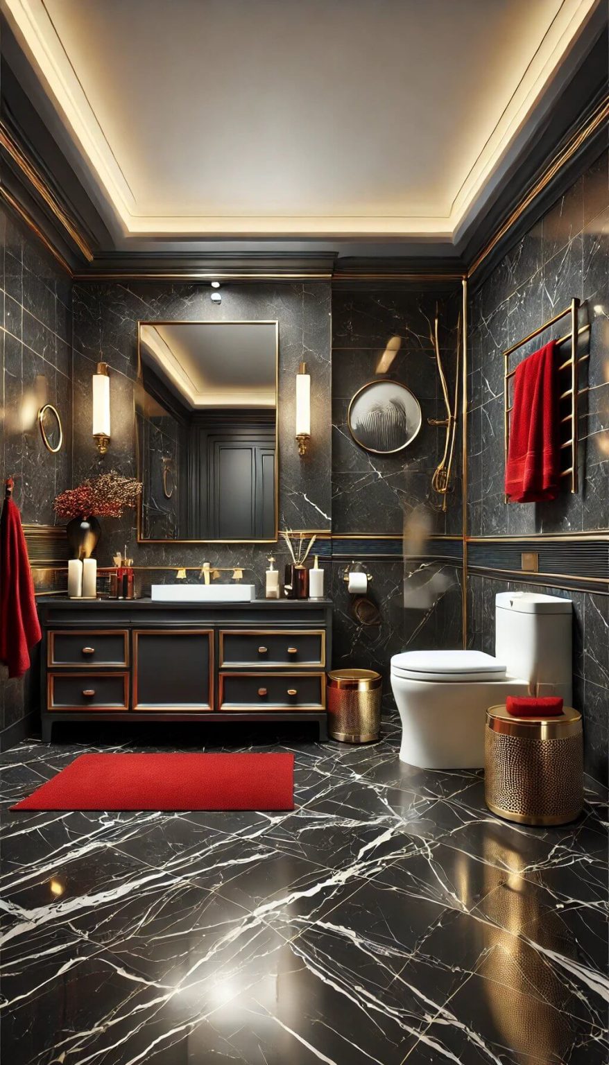 10 Dramatic Red and Black Bathroom Designs for Daring Decorators (2024)