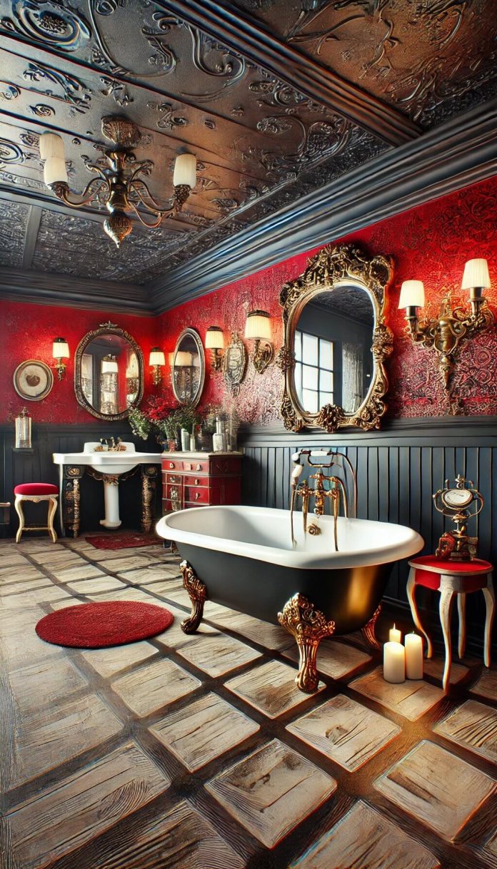 10 Dramatic Red and Black Bathroom Designs for Daring Decorators (2024)