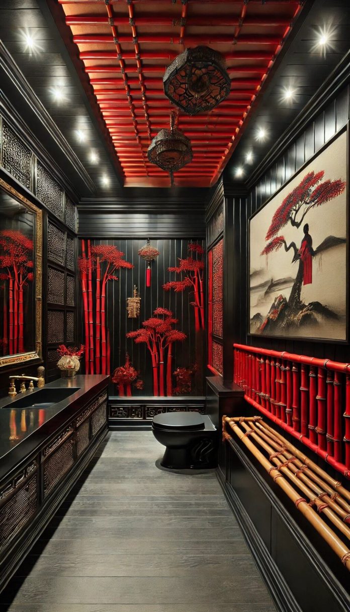 10 Dramatic Red and Black Bathroom Designs for Daring Decorators (2024)
