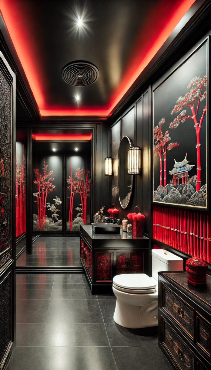 10 Dramatic Red and Black Bathroom Designs for Daring Decorators (2024)