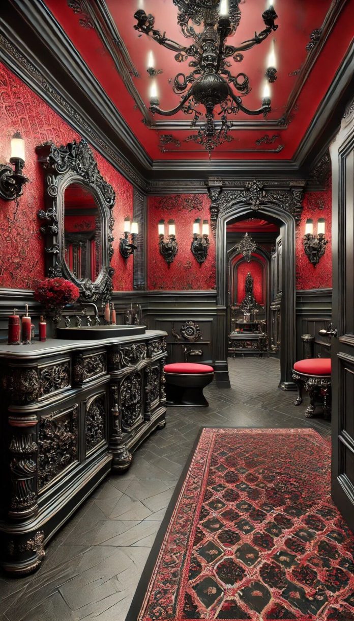 10 Dramatic Red and Black Bathroom Designs for Daring Decorators (2024)