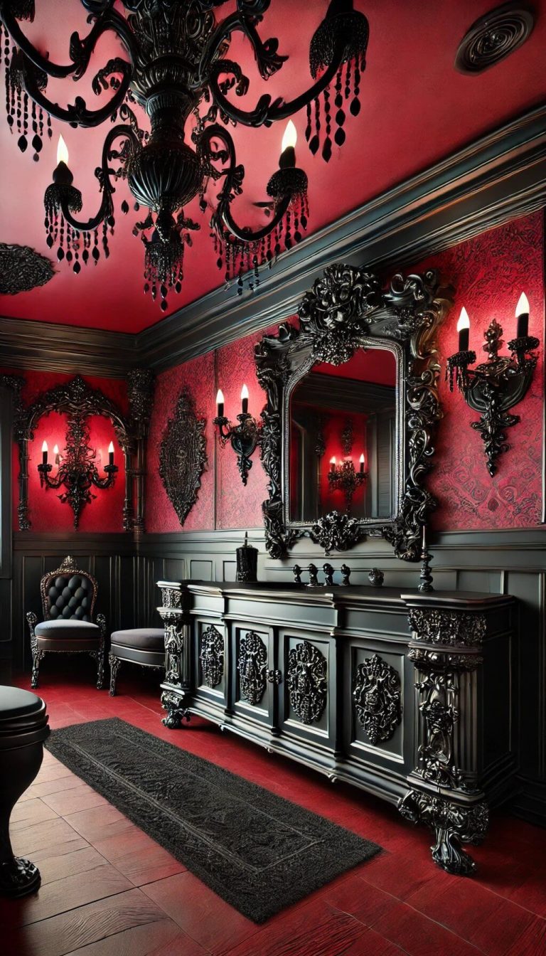 10 Dramatic Red and Black Bathroom Designs for Daring Decorators (2024)