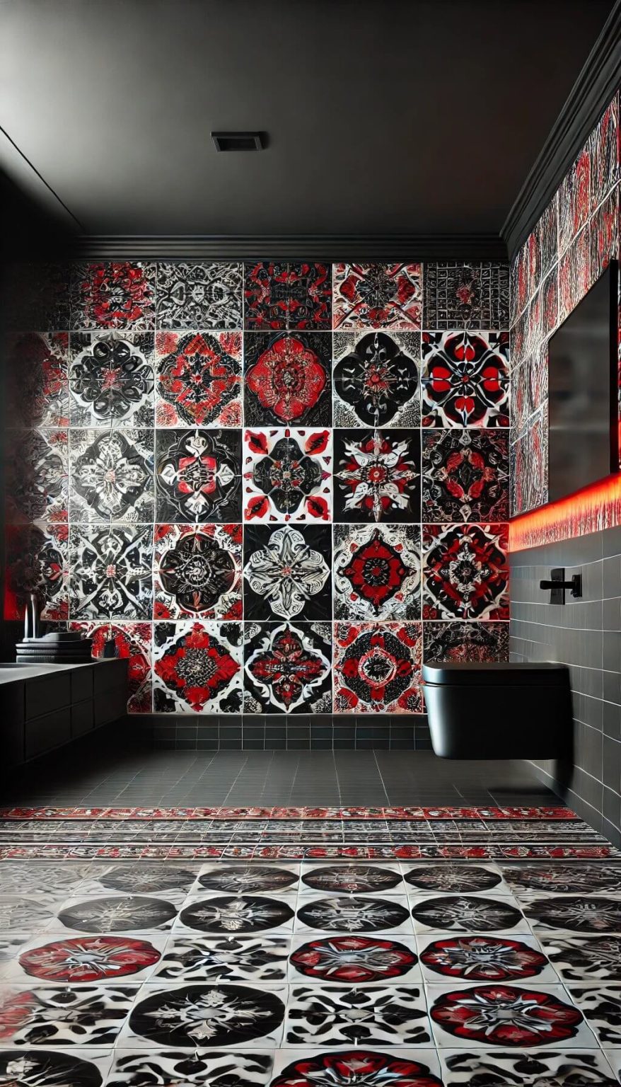 10 Dramatic Red and Black Bathroom Designs for Daring Decorators (2024)