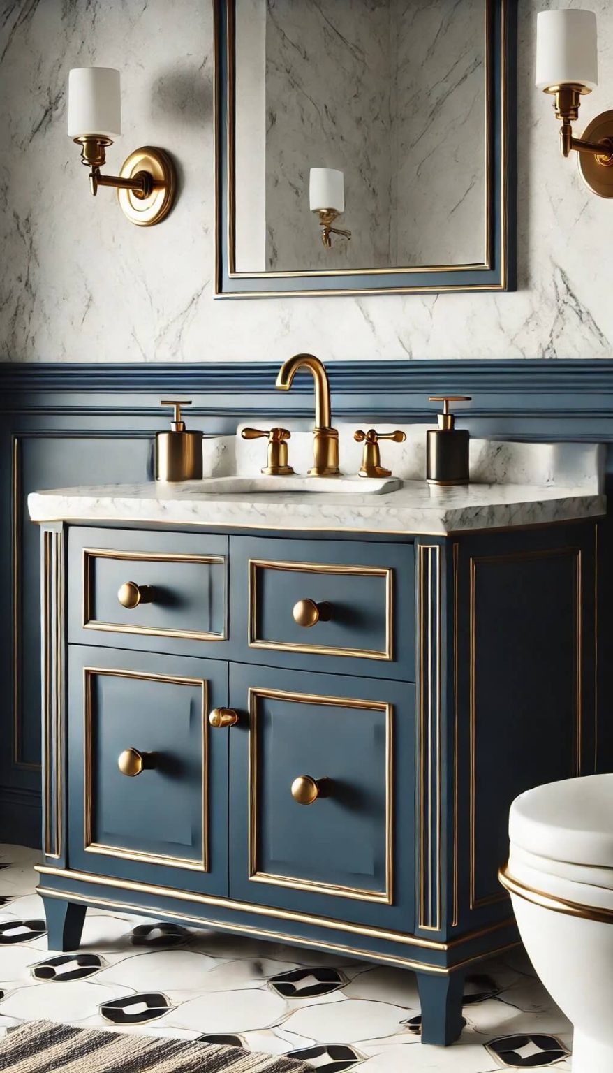 45+ Bold Navy Blue Bathroom Ideas That Make a Statement | FarmFoodFamily