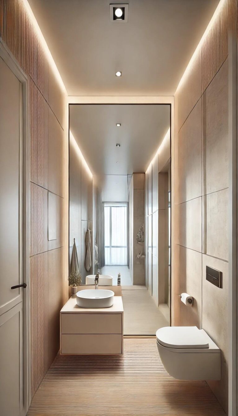 20 Genius Narrow Bathroom Ideas That Boost Functionality (2024)