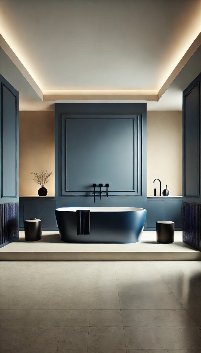 45+ Bold Navy Blue Bathroom Ideas That Make a Statement | FarmFoodFamily