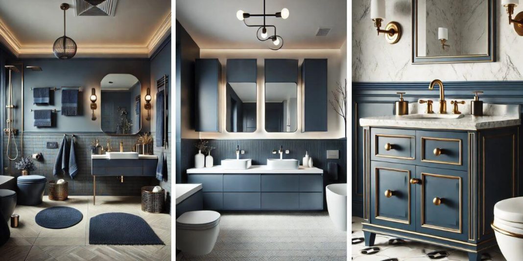 45+ Bold Navy Blue Bathroom Ideas That Make a Statement | FarmFoodFamily