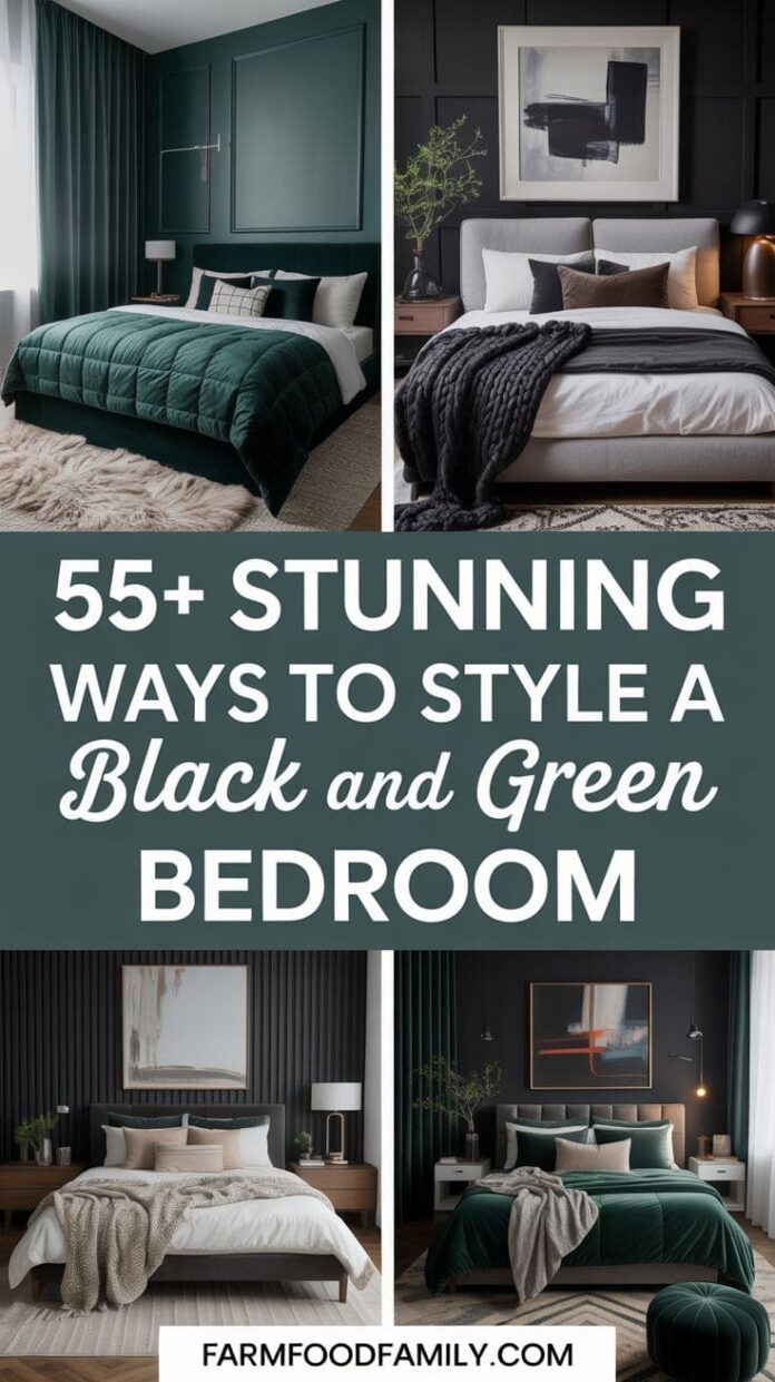 55+ Chic Black and Dark Green Bedroom Ideas for a Trendy Look (2026)