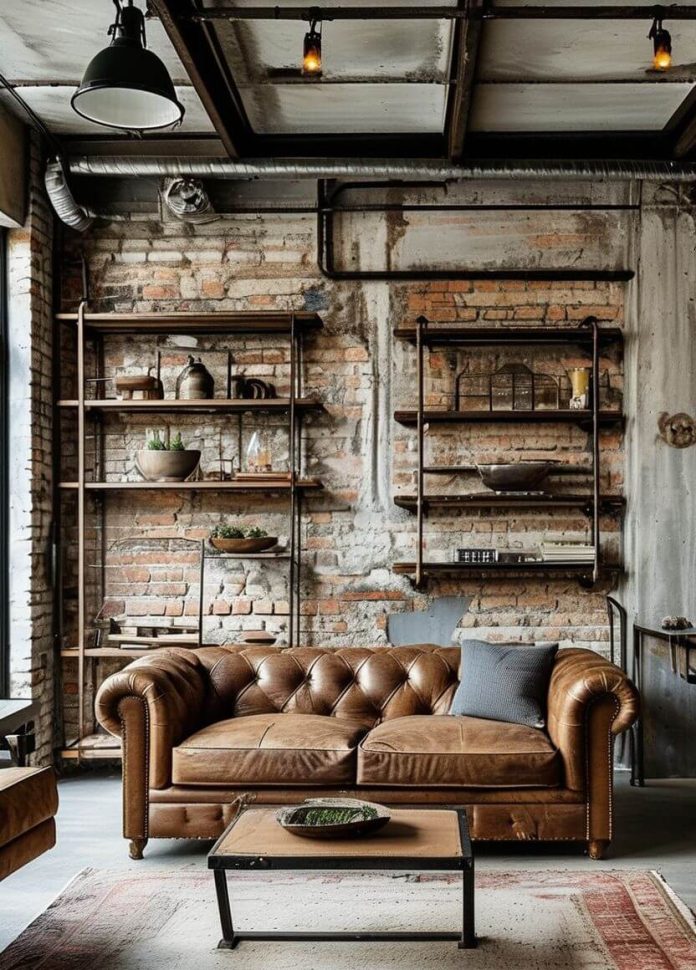 30 Unique Vintage Living Room Ideas for a Timeless Home Makeover (2024) - Vintage Factory-Inspired Living Room