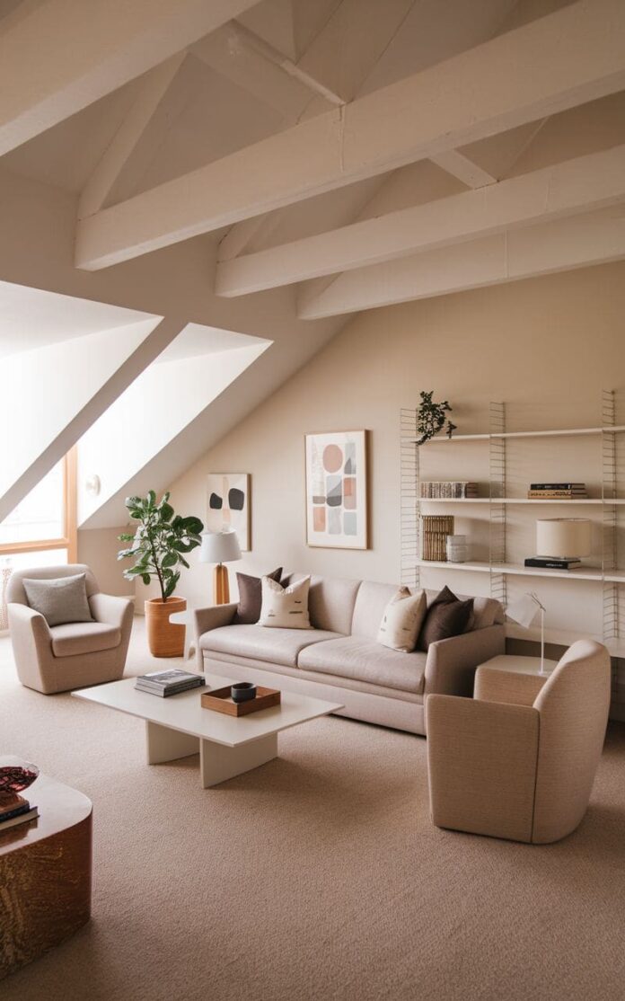 View of 40+ Clever Sloped Ceiling Living Room Ideas That Maximize Space (2025)
