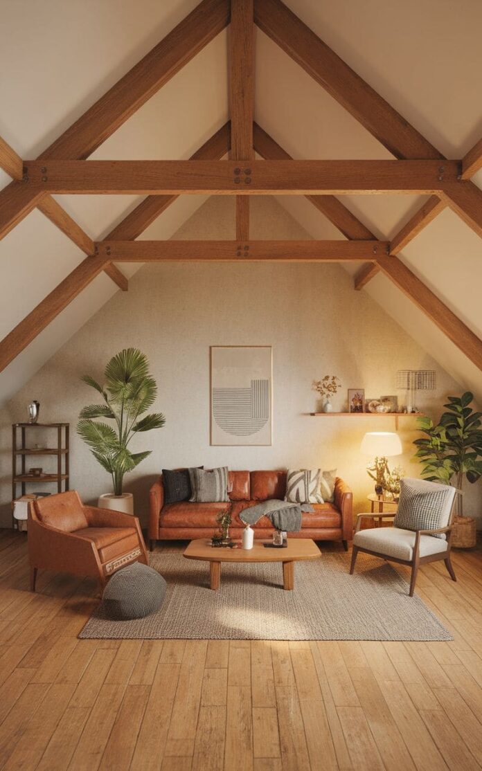 View of 40+ Clever Sloped Ceiling Living Room Ideas That Maximize Space (2025)