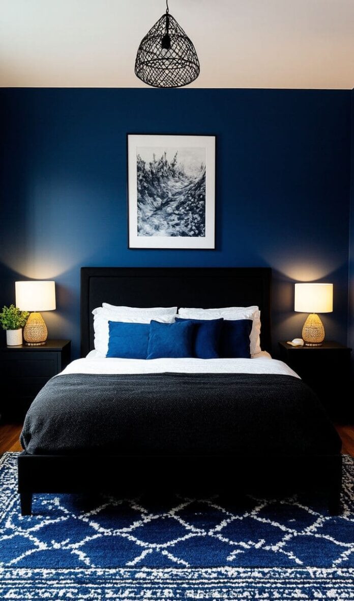 40+ Stunning Blue and Black Bedroom Ideas You’ll Instantly Love (2025) | FarmFoodFamily
