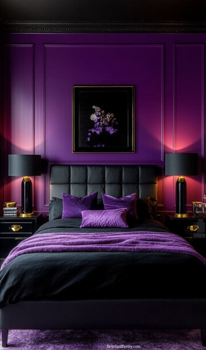 30+ Jaw-Dropping Purple and Black Bedroom Ideas for a Glamorous Look ...