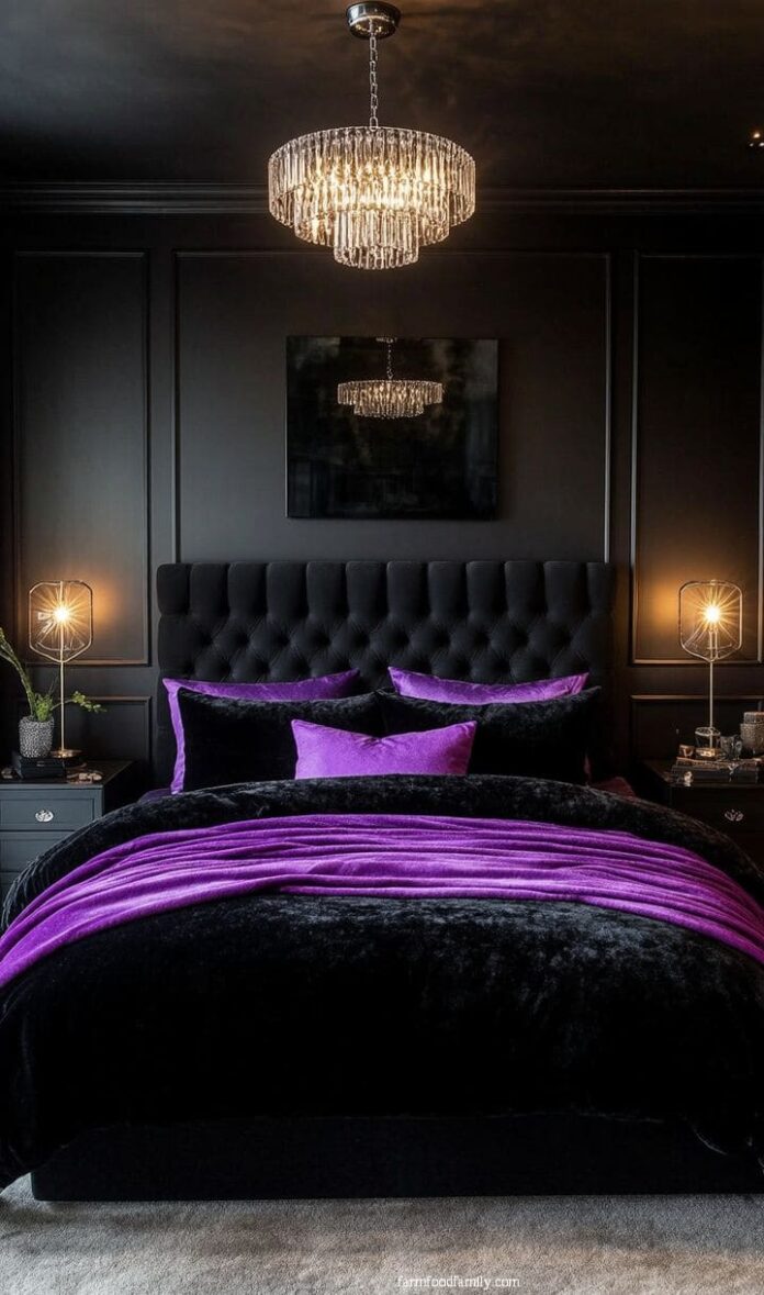 30+ Jaw-Dropping Purple and Black Bedroom Ideas for a Glamorous Look ...