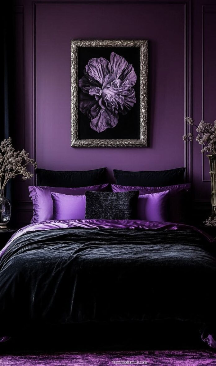 30+ Jaw-Dropping Purple and Black Bedroom Ideas for a Glamorous Look ...