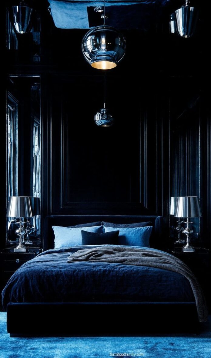 40+ Stunning Blue and Black Bedroom Ideas You’ll Instantly Love (2025 ...
