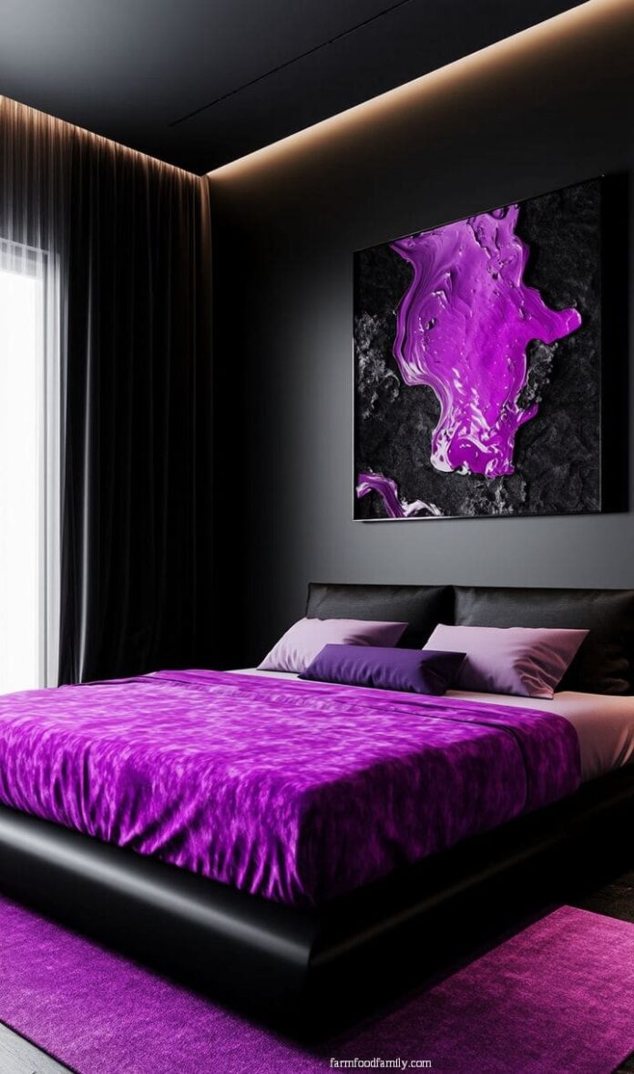 30+ Jaw-Dropping Purple and Black Bedroom Ideas for a Glamorous Look ...