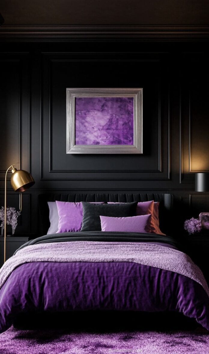 30+ Jaw-Dropping Purple and Black Bedroom Ideas for a Glamorous Look ...