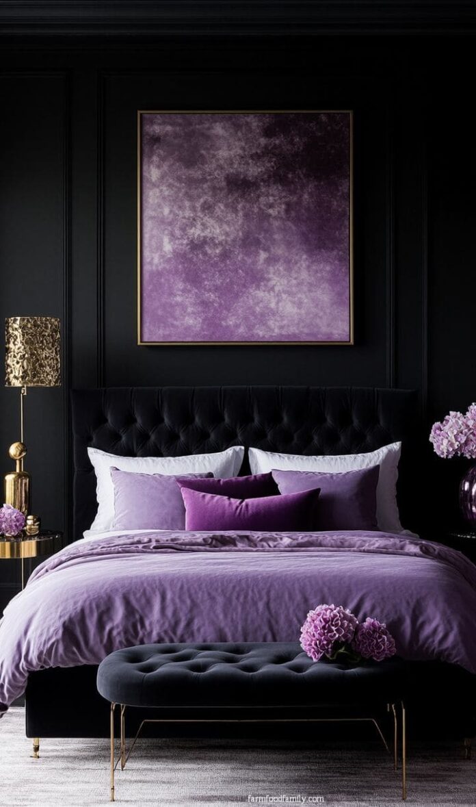 30+ Jaw-Dropping Purple and Black Bedroom Ideas for a Glamorous Look ...