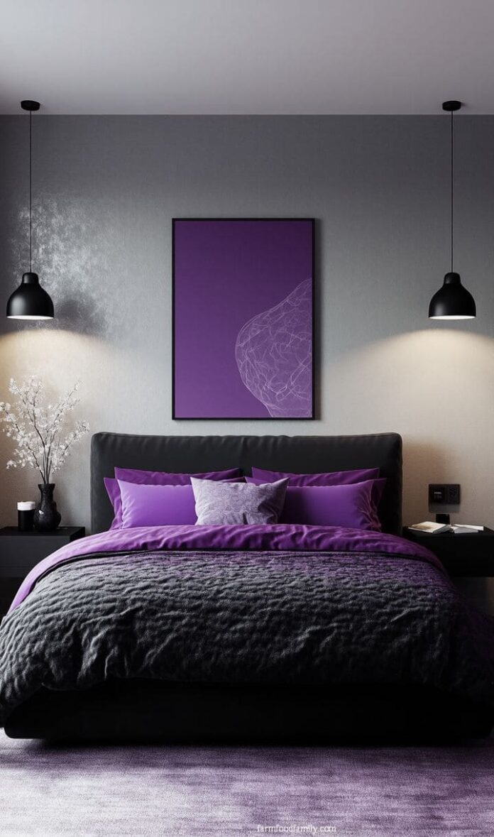 30+ Jaw-Dropping Purple and Black Bedroom Ideas for a Glamorous Look ...
