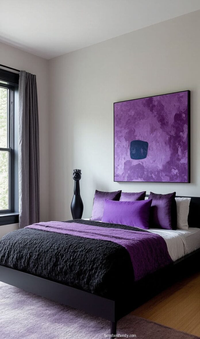 30+ Jaw-Dropping Purple and Black Bedroom Ideas for a Glamorous Look ...