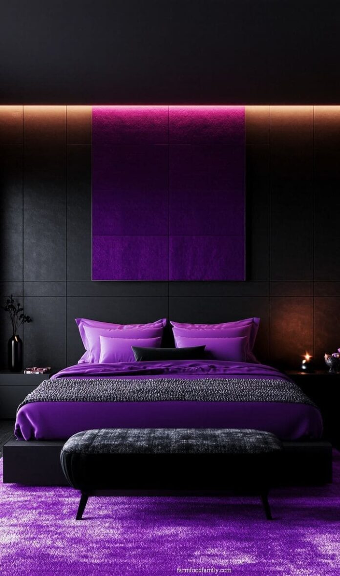 30+ Jaw-Dropping Purple and Black Bedroom Ideas for a Glamorous Look ...
