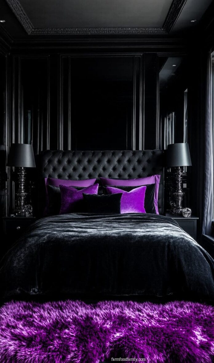 30+ Jaw-Dropping Purple and Black Bedroom Ideas for a Glamorous Look ...