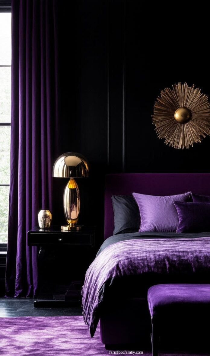 30+ Jaw-Dropping Purple and Black Bedroom Ideas for a Glamorous Look ...