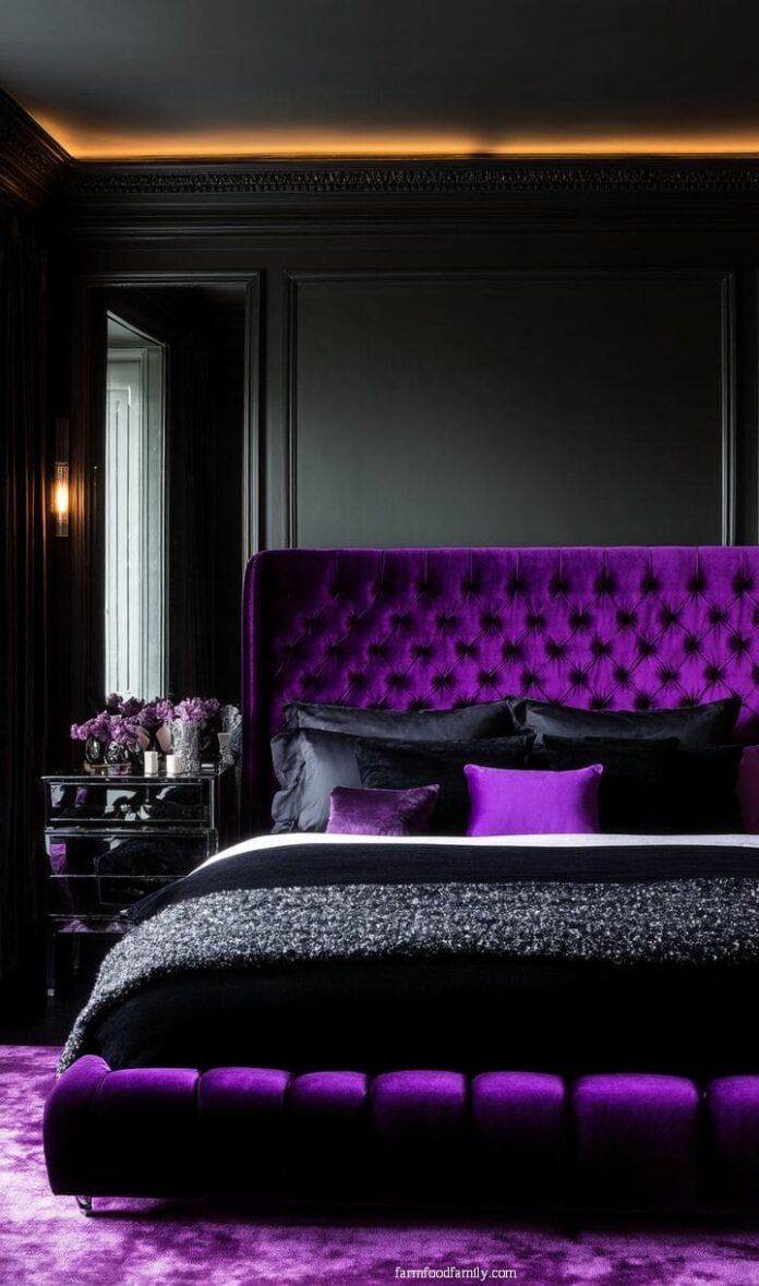 30+ Jaw-Dropping Purple and Black Bedroom Ideas for a Glamorous Look ...