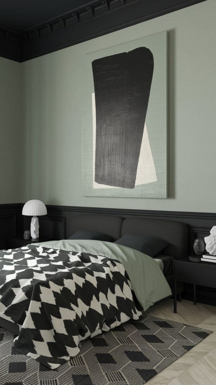 Black And Sage Green Bedroom