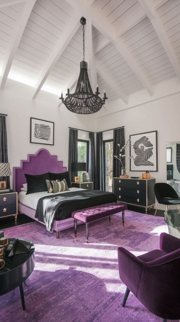 30+ Jaw-Dropping Purple and Black Bedroom Ideas for a Glamorous Look ...