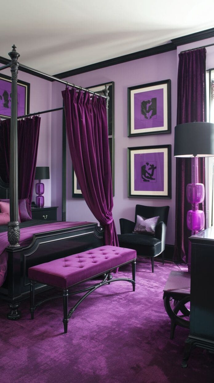 30+ Jaw-Dropping Purple and Black Bedroom Ideas for a Glamorous Look ...