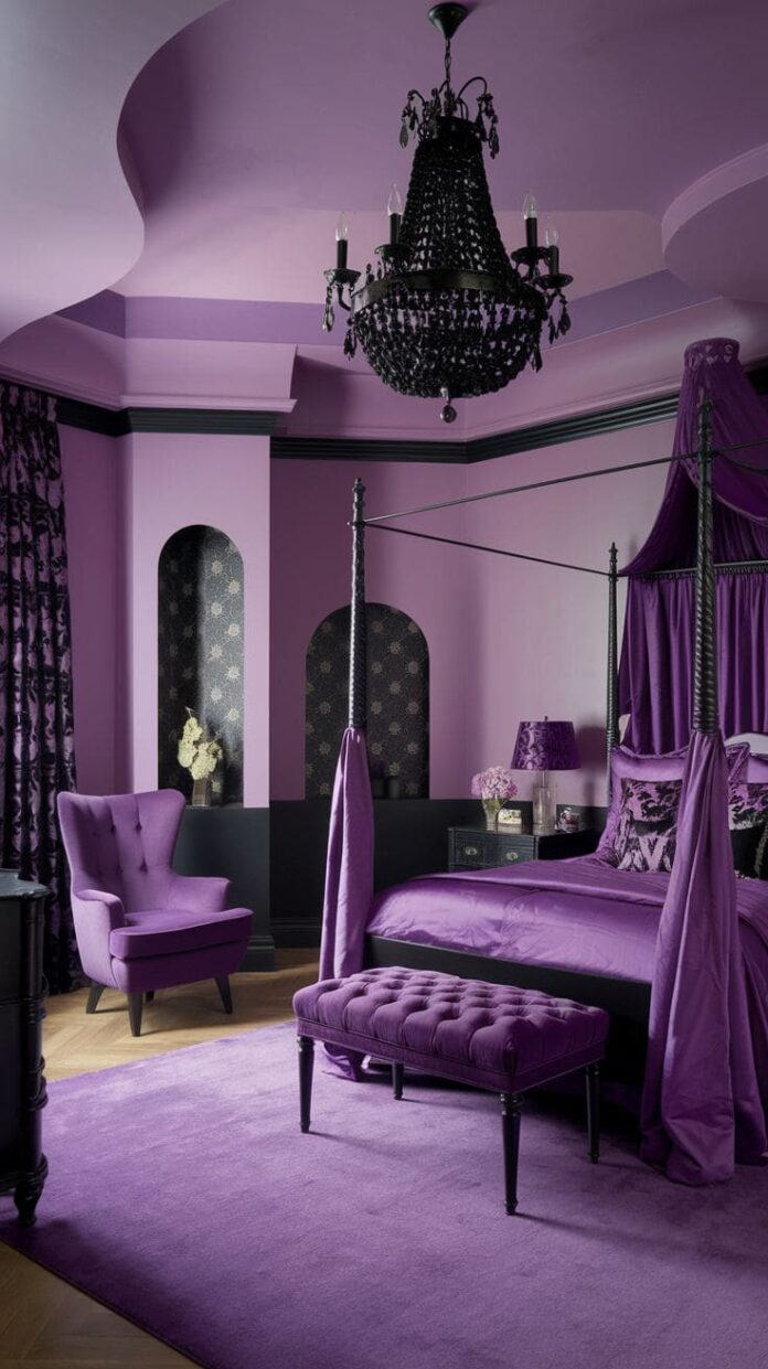 30+ Jaw-Dropping Purple and Black Bedroom Ideas for a Glamorous Look ...