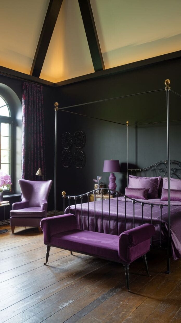 30+ Jaw-Dropping Purple and Black Bedroom Ideas for a Glamorous Look ...