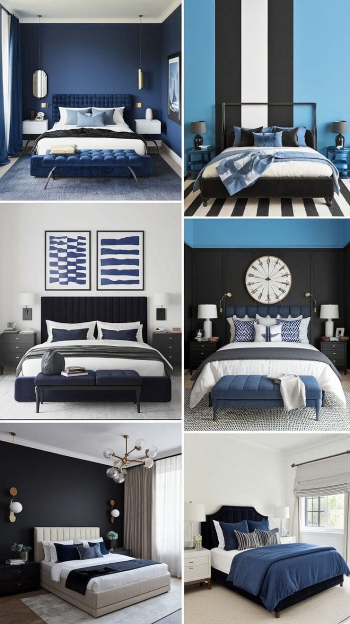 40+ Stunning Blue and Black Bedroom Ideas You’ll Instantly Love (2025) | FarmFoodFamily