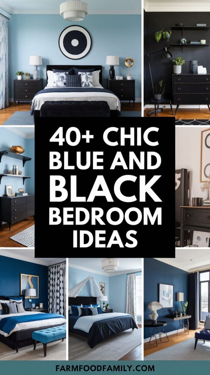 40+ Stunning Blue and Black Bedroom Ideas You’ll Instantly Love (2025 ...