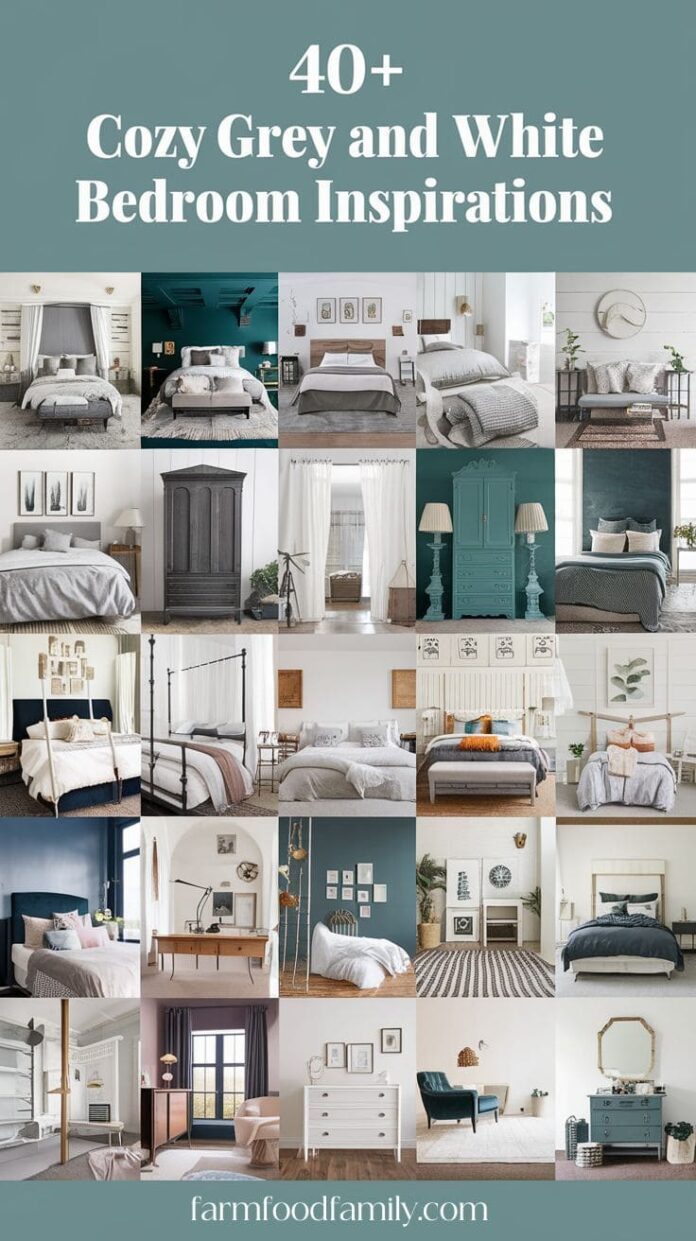 40+ Cozy Grey and White Bedroom Ideas for a Relaxing Retreat (2025) | FarmFoodFamily